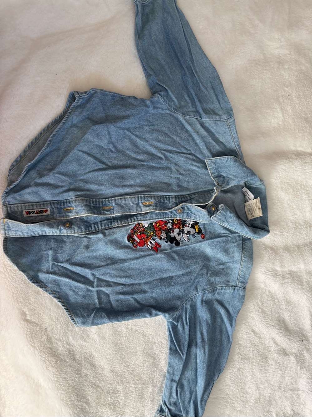Vintage DISNEY Light Wash Denim Button-Up Shirt